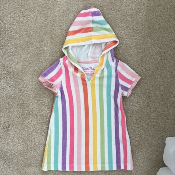 Ruffle Buttle Rainbow Hooded Toddler Swim Coverup - Size 12-18 months - Picture 1 of 2